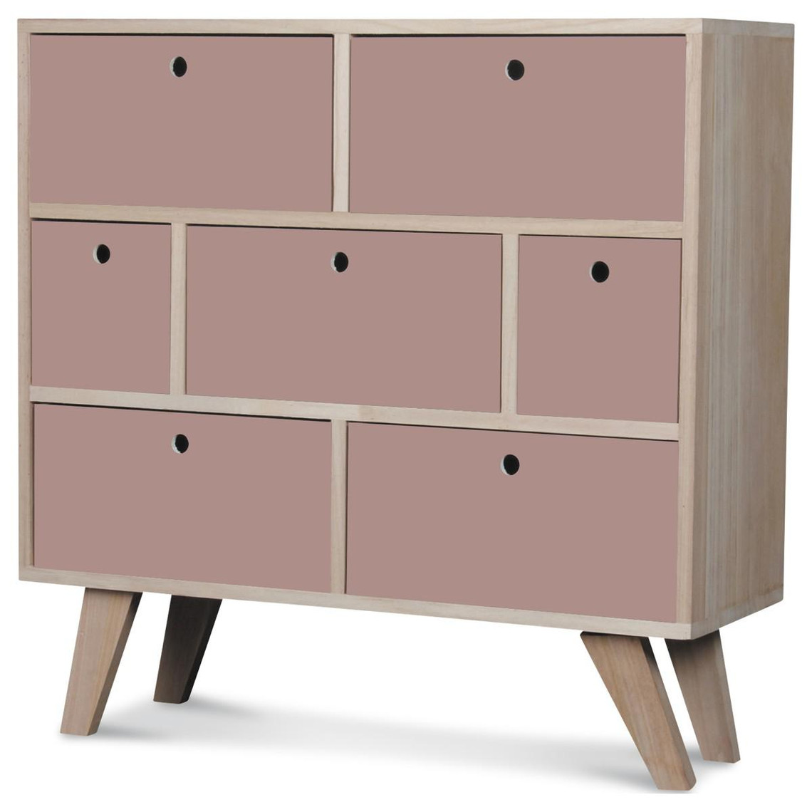 Commode 7 Tiroirs Bois Rose MONTREAL