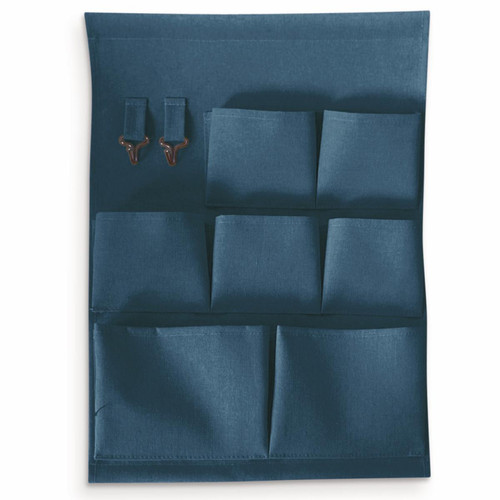 Rangement Mural Tissu Bleu ORNANI - Rangement meuble