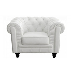Fauteuil Chesterfield simili Blanc