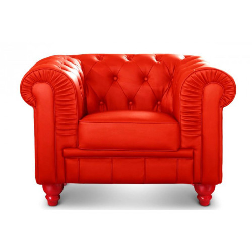 Fauteuil Chesterfield simili Rouge