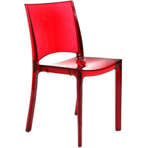 Chaise Design Rouge Transparent NILO - Chaise rouge design