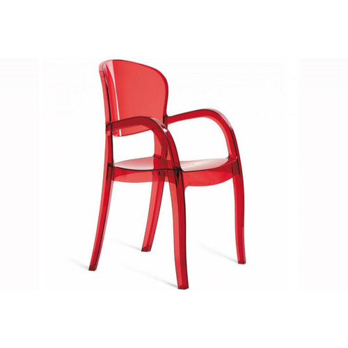 Chaise Design Rouge Transparente VICTOR - Chaise avec accoudoir