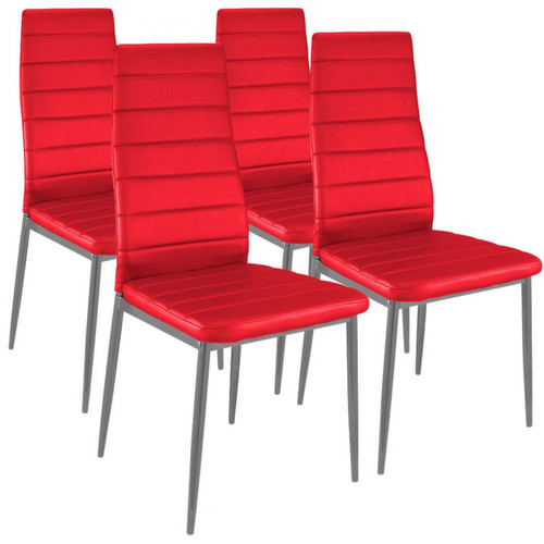Lot de 4 Chaises Design simili Rouge Houston - Chaise simili cuir design