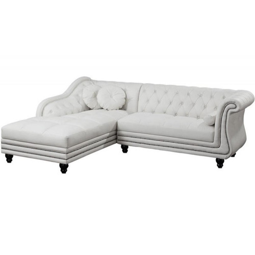 Canapé d'angle blanc Chesterfield DIANA - Nouveautes salon
