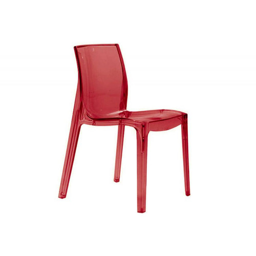 Chaise Design Rouge Transparente LADY - Chaise rouge design