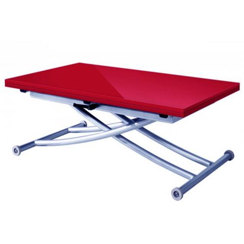 Table basse relevable extensible rouge laqué Ella - Table relevable design