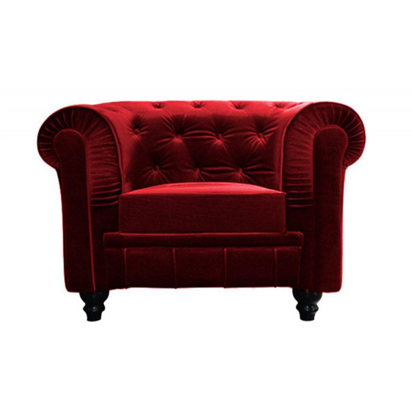 Fauteuil Chesterfield Velours Rouge