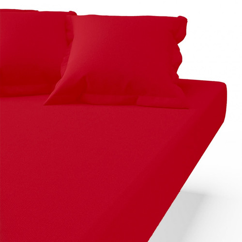 Drap-housse coton TERTIO® - Rouge Carmin 3S. x Tertio (Nos Unis)  - Cadeau saint valentin deco