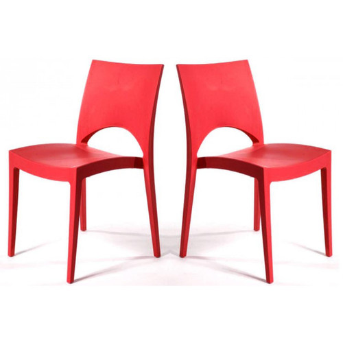 Lot de 2 Chaises Design Rouges VENISE - Promos deco design 60 a 70