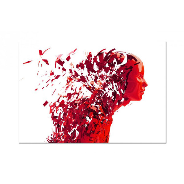 Tableau Abstrait Ton Rouge Femme destructurée L.80 x H.55 cm