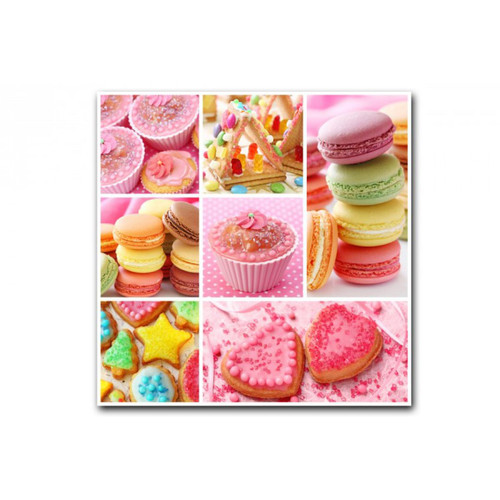 Tableau Gourmand Multicolore Cupcakes 50X50 cm - Tableau enfant