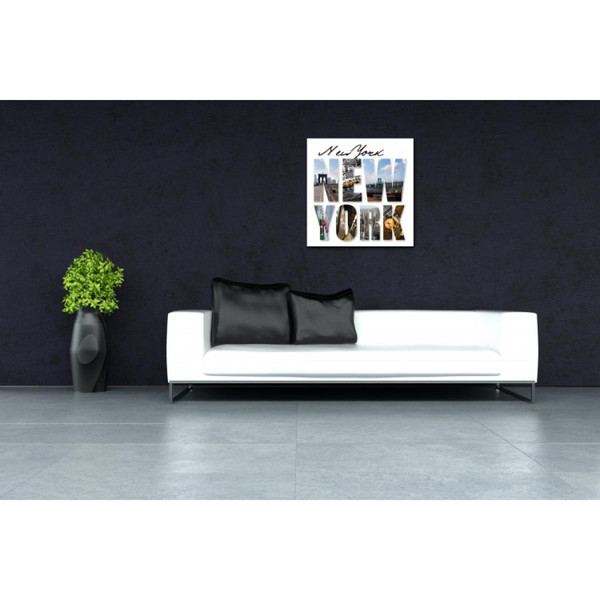 Tableau New York Lettres Panorama 60X60 cm