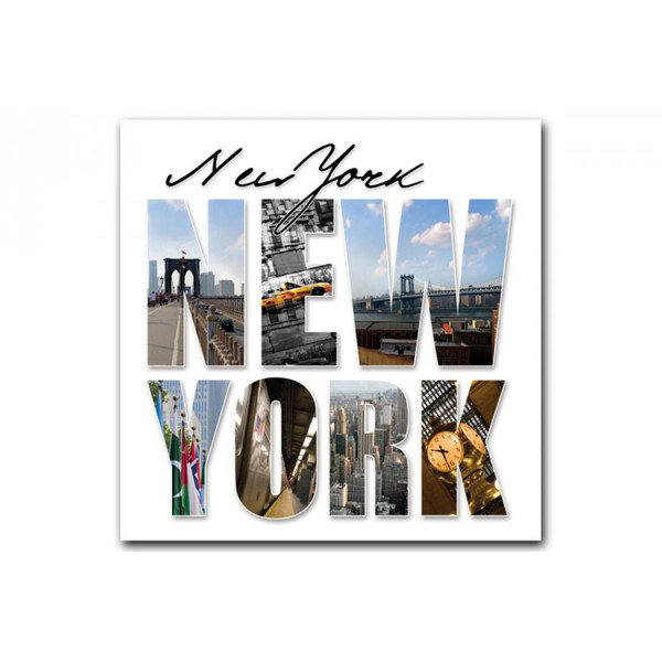 Tableau New York Lettres Panorama 80X80 cm