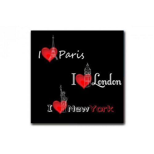 Tableau New York Paris Londres Voyage 50X50 cm