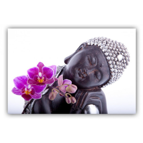 Tableau Zen Bouddha et Fleur L.80 x H.55 cm
