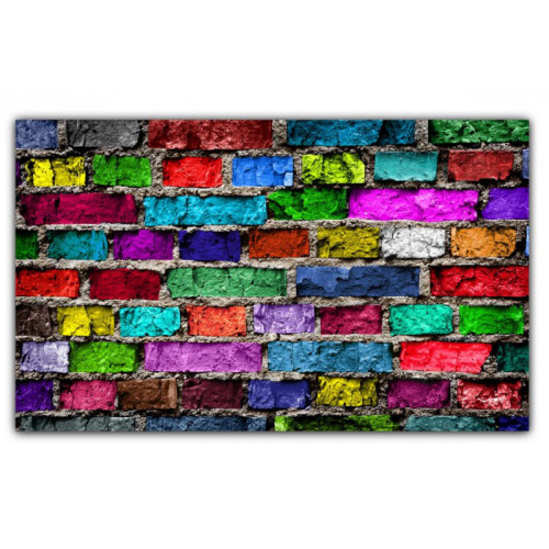 Tableau Pop Art Mur de Briques Multicolore L.80 x H.55 cm DeclikDeco  - Tableau ville