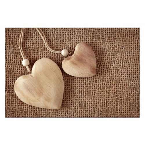 Tableau Romantique Coeur en Toile de Jute L.80 x H.55 cm - Cadeau femme design