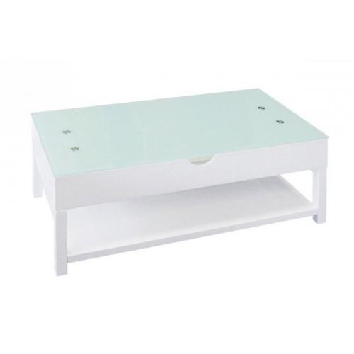 Table basse blanche avec plateau relevable - Table basse