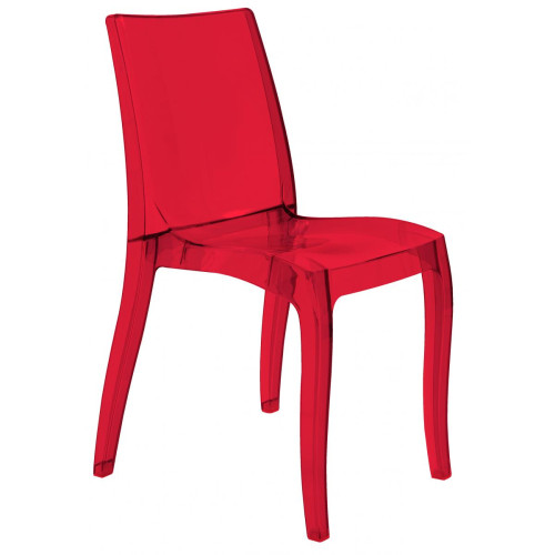 Chaise Design Transparente Rouge ATHENES - Promos deco design 10 a 20