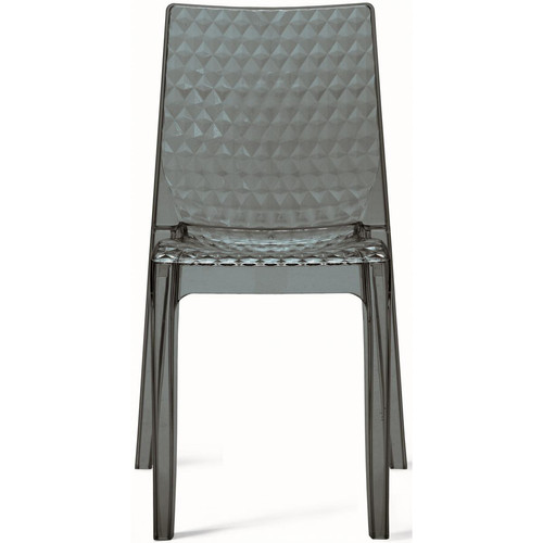Chaise Design Transparente Grise DELPHES - Promos chaise