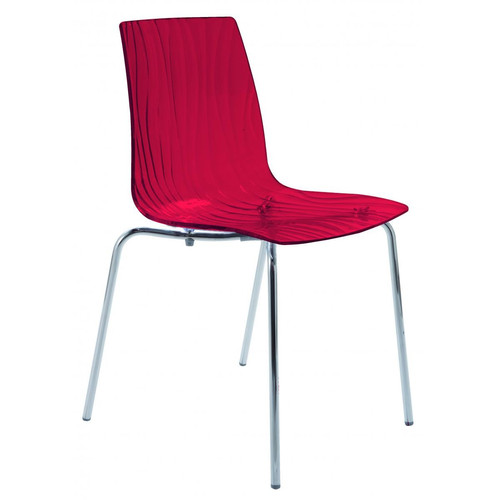 Chaise Design Transparente Rouge OLYMPIE - Chaise rouge design