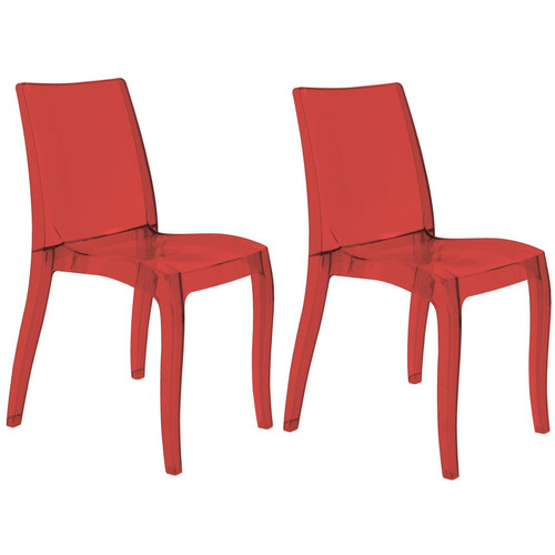 Lot de 2 Chaises Design Transparentes Rouges ATHENES
