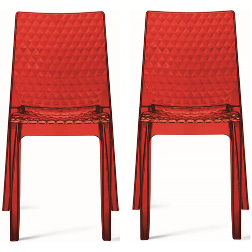 Lot de 2 chaises Design Transparentes Rouges DELPHES