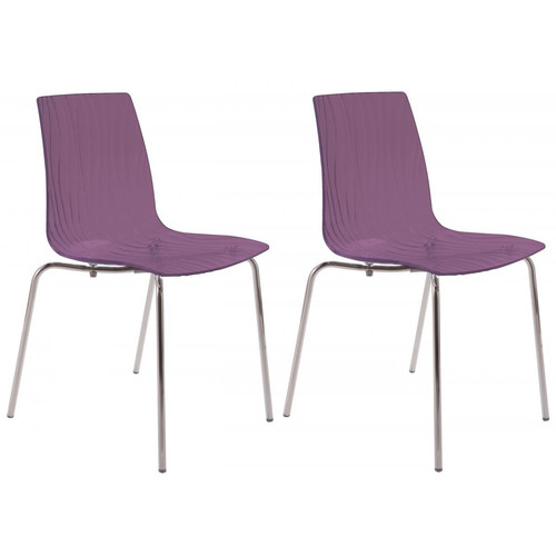 Lot de 2 Chaises Design Transparentes Violettes OLYMPIE