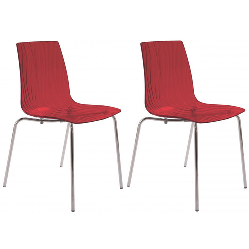 Lot de 2 Chaises Design Transparentes Rouges OLYMPIE