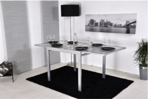 Table repas argent plateaux coulissants 90/180 cm LEA - Consoles Extensible