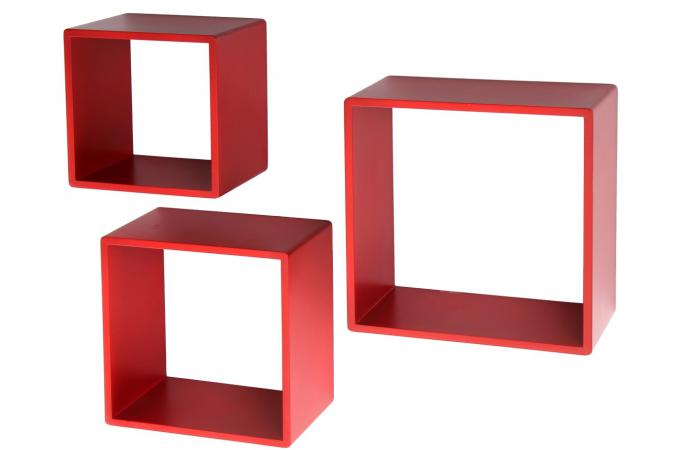 Étagère modulaire rouge plaqué bois Joséfina