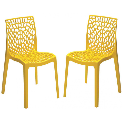 Lot de 2 Chaises Design Jaune Perle GRUYER - Chaise jaune design