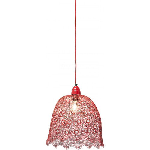 Suspension Lampe Flower Weave Rouge - Promos deco design 10 a 20