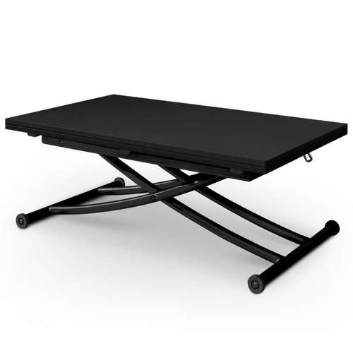 Table basse relevable noire en métal Varsovie - Table basse bois design