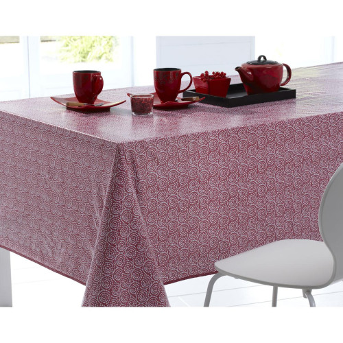 Toile cirée motif porcelaine - Rose Framboise - becquet - Linge de table