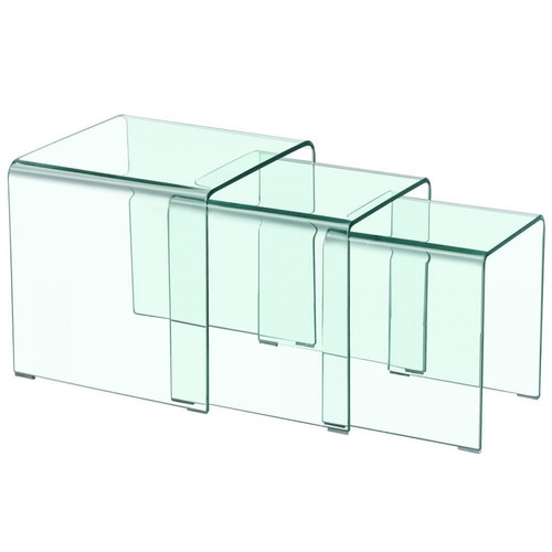 Table basse gigogne Transparente OTTA 3S. x Home   - Table basse verre design