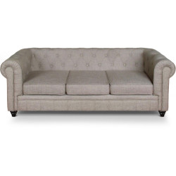 Canape 3 places Chesterfield effet Lin Beige