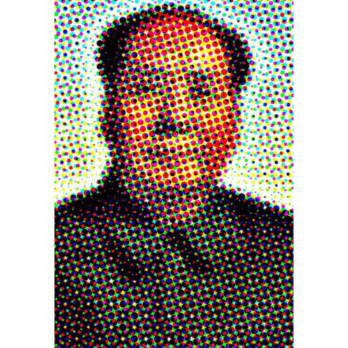 Tableau Retro Multicolore Portrait Mao Etoiles 80x55