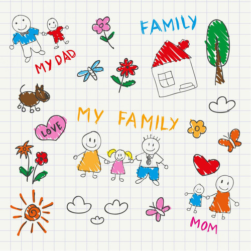 Tableau Enfant Multicolore My Family 60X60