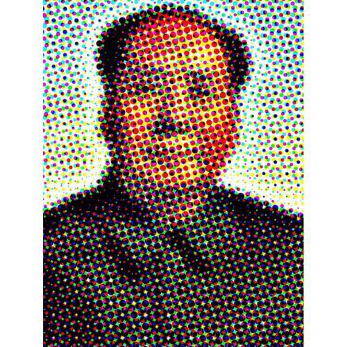 Tableau Retro Multicolore Portrait Mao Etoiles 80X80 DeclikDeco  - Tableau multicolore