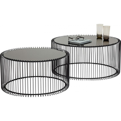 Set de 2 Tables basses Wire noire - Table basse kare design