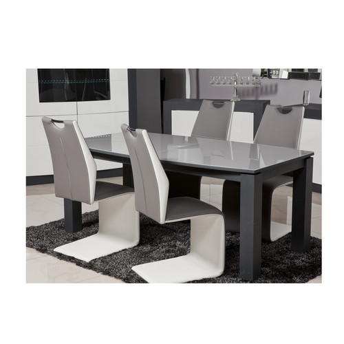 Lot de 4 Chaises métal assise pvc DIVA Gris et Blanc  3S. x Home  - Chaise metal design