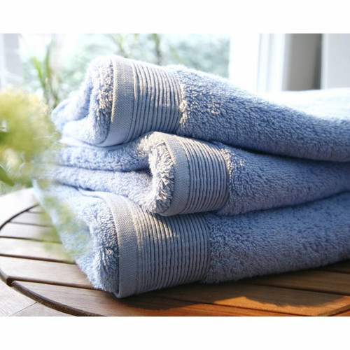 Serviette de bain micro-coton 600 grm² unie Blanc des Vosges - Bleu Blanc des vosges  - Serviette draps de bain