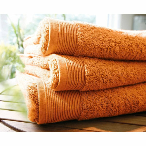 Serviette de bain micro-coton 600 grm² unie Blanc des Vosges - Orange Blanc des vosges  - Serviette draps de bain