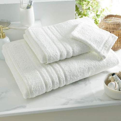 Lot de 2 gants de toilette blanc cassé en coton 15x21 BANDESECHELLE  - becquet - Cuisine salle de bain becquet