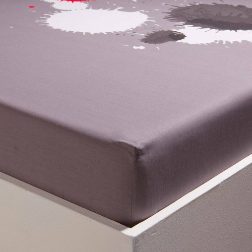 Drap-housse coton PLOUF - Gris - 3S. x Collection (Nos Imprimés) - Linge de lit