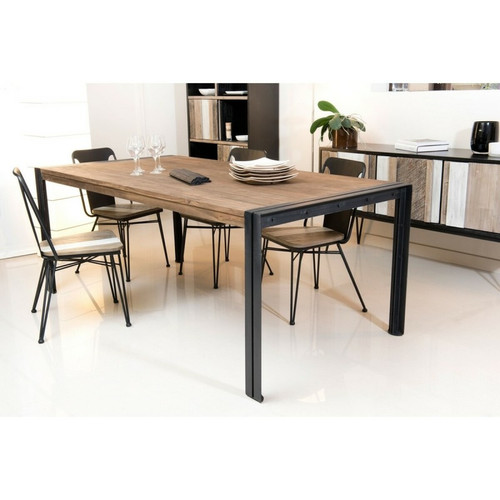 Table ? manger rectangulaire 200 x 100 cm en teck recyclé et métal - Brun Macabane  - Table design