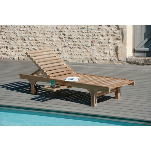Bain de soleil avec roulettes en bois Teck - Macabane - Macabane meubles