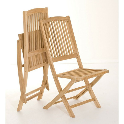Ensemble de 2 chaises de jardin Lombock en bois Teck - Macabane - Macabane meubles