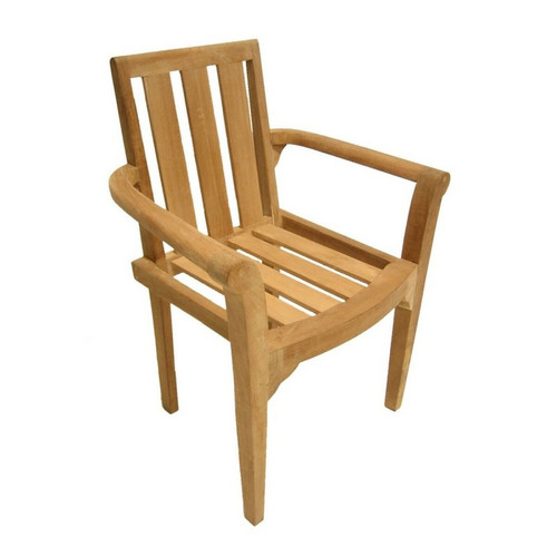Ensemble de 2 fauteuils de jardin empilables en bois Teck Macabane  - Jardin meuble deco